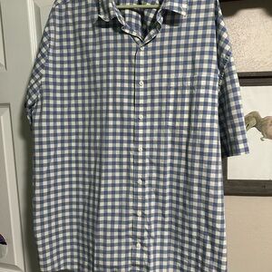 Blue and White Checkered Men's Shirt